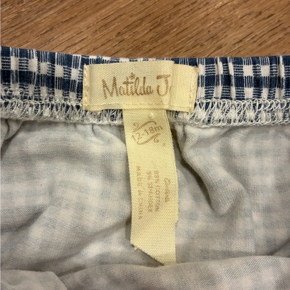 Matilda Jane Blue Gingham Checkered Plaid Bloomers Diaper Cover Ruffle 12-18m
